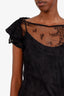 Valentino Black Silk Lace Ruffled Sleeveless Top with Slip Size 42