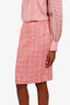 Pre-loved Chanel™ 2001 Red Check Tweed Midi Skirt Size 38