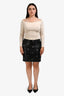 Sportmax Black Lambskin Grommet 'Flyth' Mini Skirt Size 10