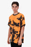 McQ by Alexander McQueen Orange/Black Silk Tye Dye T-Shirt Size M Mens