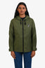 Burberry Green Nylon Logo Windbreaker Jacket Size 0