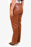 Staud Brown Vegan Leather High Waisted Tailored Pants Size 12