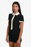 Red Valentino Black/White Short Sleeve Ruffle Collared Blouse Size 36