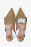 Prada Beige Leather Logo Bow Slingback Heels Size 38