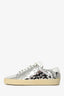 Saint Laurent Metallic Silver Leather Classic Paris Court Sneakers Size 35.5