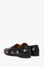 Gucci Black Leather Embroidered Bee Star Jordaan Horsebit Loafers Size 38