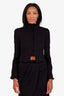 Veste noire en laine Diane von Furstenberg à col volanté, taille estimée M