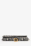 Christian Dior 2019 Navy Blue/Beige Oblique Jacquard Small Saddle Pouch On Chain