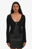 Maje Black Ribbed Gold Button Detail Long Sleeve Cropped Cardigan Size 1