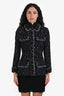 Pre-loved Chanel™ 1995 Black/White 'Museum Tweed' Blazer Jacket Size 38