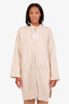 Hermès Neutral Wool Patterned Zip-up Coat Size 34