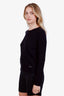 Prada Black Virgin Wool Ribbed Logo Sweater Size 40