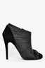 Pre-Loved Chanel™ Grey/Black Satin Suede Peep-Toe Bow Ankle Booties Size 40