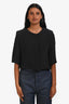 Marni Black Silk Blend Textured Three-Quarter Sleeve Crop Jacket Size 38
