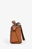 Loewe Brown Leather Nano Puzzle Crossbody Bag with Chain