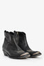 Golden Goose Black Leather Embroidered Western Boots Size 38.5