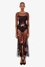 For Love & Lemons Black Floral Mesh Maxi Length Beach Cover Up Size XS