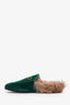 Gucci Green Velvet Horsebit Princeton Slip-On Loafers With Fur Size 36.5
