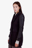 Burberry Brit Black Wool Leather Double Breasted Trench Coat Size 2