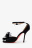 Christian Louboutin Black Satin Feather Heels Size 38