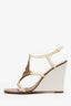 Louis Vuitton Brown/Cream Patent Leather Wedge Sandals Size 36