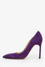 Manolo Blahnik Purple Suede Pointed Toe Heels Size 38