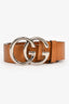 Gucci Brown Leather GG Plaque Belt Size 95/36