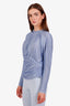 Self-Portrait Blue Crystal Embellished Ruched Long Sleeve Top Size 10