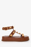 Valentino Brown Leather Roman Studs Platform Sandals Size 38