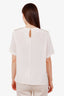 Max Mara White Silk Ruffled Button Pocket Blouse Size 8