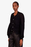 Junya Watanabe Comme des Garcons Black Pleated Horizontal Stripe Knit Cardigan Size S