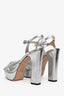 Jimmy Choo Silver Napa Leather 'Heloise' Platform Heel Size 40