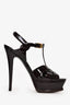 Saint Laurent Burgundy Patent Leather Tribute Platform Heels Size 38