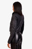 Rick Owens Black Lambskin Leather and Shearling Bomber Jacket Size 8