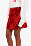 Burberry Red Check Pattern Wool Mini Skirt Size US 6