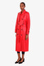 Mackage Red Leather Belted Gael Trench Coat Size S