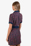 Sandro Blue/Purple Tweed Denim Zip Up Short Sleeve Shift Dress Size 34