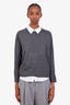 Balenciaga Grey Wool Silk Blend Crewneck Long Sleeve Shirt Size 42