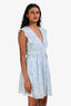 Self-Portrait Light Blue Metallic Floral Print Mini Dress Size 4