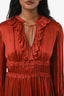 Ulla Johnson Orange Silk Ruffle Calista Long Sleeve Mini Dress Size 2