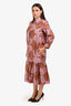 La Double J Purple/Red Swirl Printed Silk "Getting My Croissant" Maxi Dress Size XL