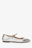 Aeyde Silver Leather Square Toe Ballet Flats Size 35