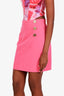 Balmain Pink Gold Button Detail Mini Skirt Size 38