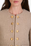 Celine Beige Wool Double Breasted Cropped Tweed Jacket Size 34