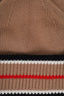 Bonnet Burberry en cachemire côtelé beige à rayures