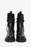 Rene Caovilla Black Leather Cleo Combat Biker Boots Size 37.5