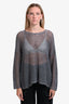 Eileen Fisher Grey Open Knit Wide Neck Sweater Size Medium