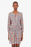 Joie Blue/Multicolour Silk Floral Long Sleeve Mini Dress with Slip Size L