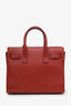 Saint Laurent Burgundy Leather Sac De Jour Nano Tote Bag With Strap