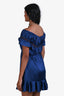 Self-Portrait Blue Satin Chain Halter Cap Sleeve Mini Dress Size 2